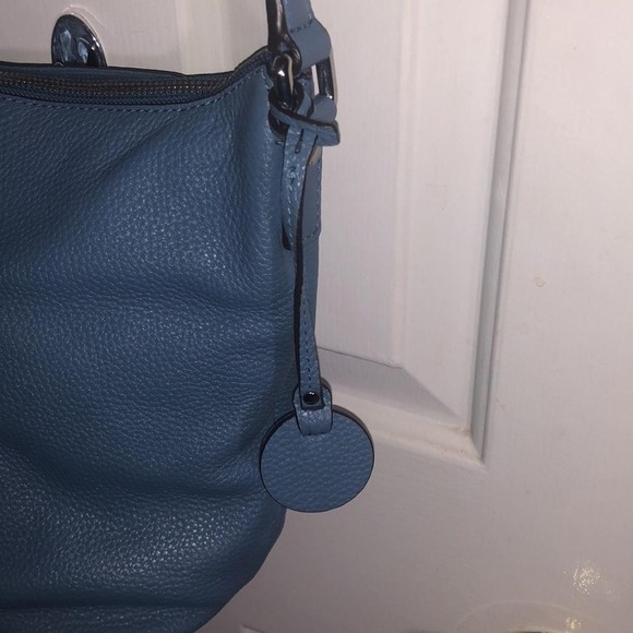 Michael Kors Leather Cornflower Blue Purse Bucket Handbag Luxury - Picture 4 of 6